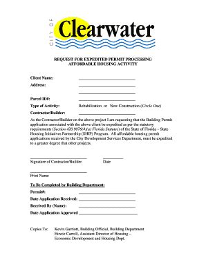 city of clearwater permit application.